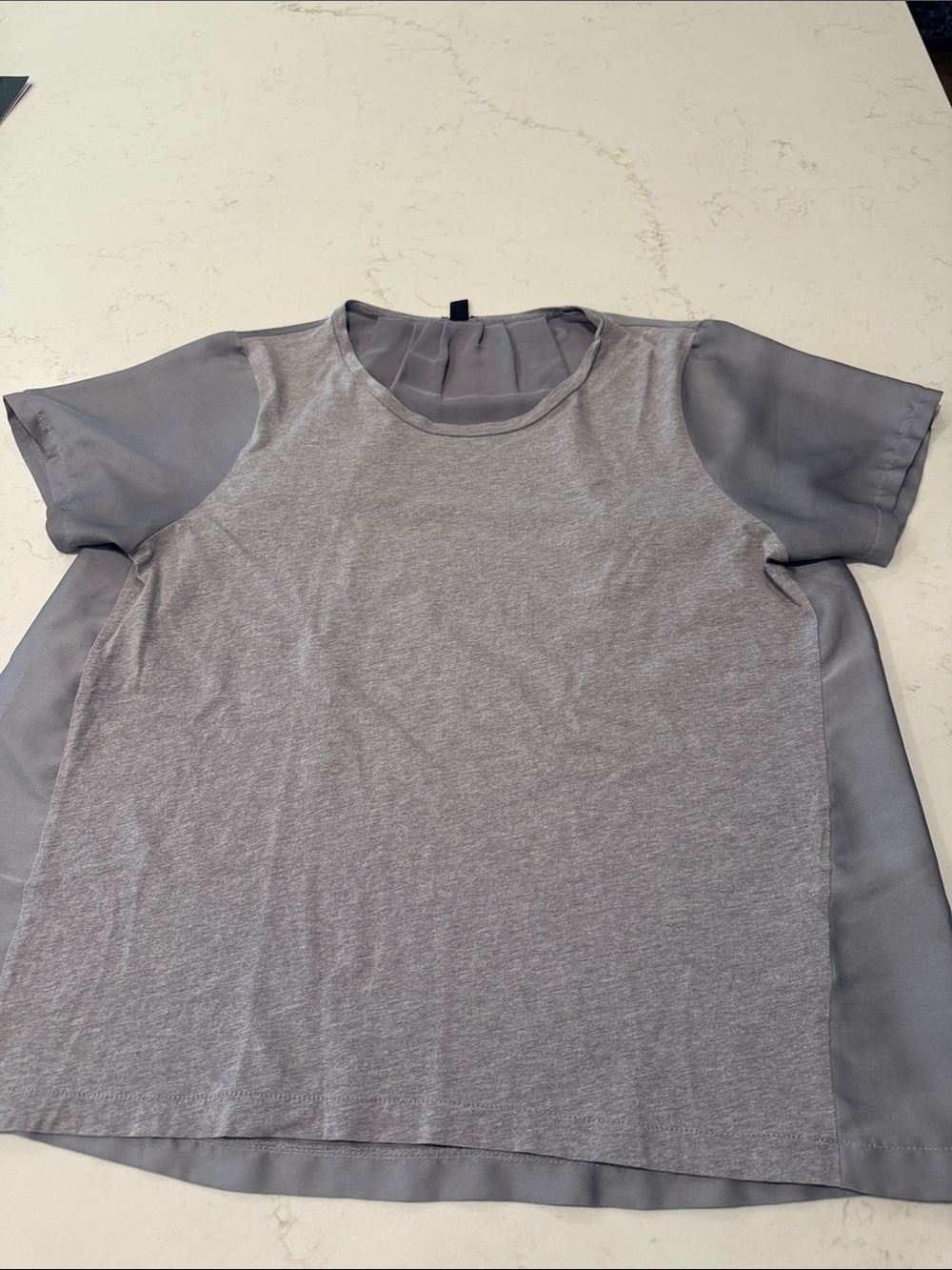 J. Crew Factory Gray Short Sleeve Layered-Trim Tee